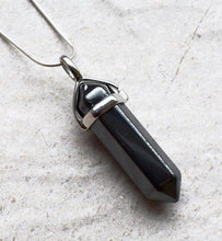 Load image into Gallery viewer, Hematite Polished & Faceted Crystal Stone Pendant & 18" Chain Necklace |Reiju