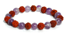 Load image into Gallery viewer, Amethyst Crystal Beads With Genuine Rudraksha Beads Bracelet