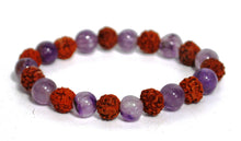 Load image into Gallery viewer, Amethyst Crystal Beads With Genuine Rudraksha Beads Bracelet