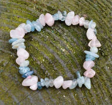 Load image into Gallery viewer, Rose Quartz & Aquamarine Crystal Bracelet