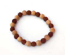 Load image into Gallery viewer, Rudraksha & Sandalwood Beads Bracelet