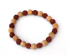 Load image into Gallery viewer, Rudraksha & Sandalwood Beads Bracelet
