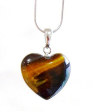 Load image into Gallery viewer, Tigers Eye Crystal Heart 925 Silver Pendant Inc 18" Silver Necklace & Gift Box