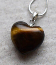 Load image into Gallery viewer, Tigers Eye Crystal Heart 925 Silver Pendant Inc 18" Silver Necklace & Gift Box
