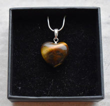 Load image into Gallery viewer, Tigers Eye Crystal Heart 925 Silver Pendant Inc 18" Silver Necklace & Gift Box