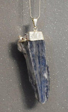 Load image into Gallery viewer, Kyanite Blue Crystal Raw Stone Electroplated Pendant Charm Inc Necklace & Gift Box