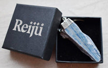 Load image into Gallery viewer, Kyanite Blue Crystal Raw Stone Electroplated Pendant Charm Inc Necklace & Gift Box