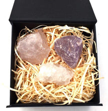 Load image into Gallery viewer, Rose Quartz Amethyst & Clear Quartz Raw Crystal Set