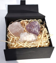 Load image into Gallery viewer, Rose Quartz Amethyst & Clear Quartz Raw Crystal Set