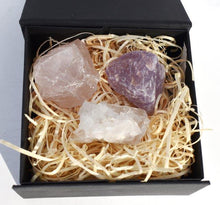 Load image into Gallery viewer, Rose Quartz Amethyst & Clear Quartz Raw Crystal Set