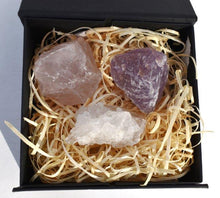 Load image into Gallery viewer, Rose Quartz Amethyst &amp; Clear Quartz Raw Crystal Set