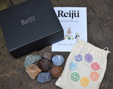 Load image into Gallery viewer, Chakra Crystal Raw Chunk Set Of Seven Inc Guide To The Chakras Gift Set