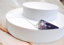 Load image into Gallery viewer, Lepidolite Crystal Stone Dowsing Pendulum Gift Wrapped