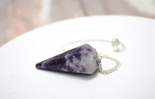 Load image into Gallery viewer, Lepidolite Crystal Stone Dowsing Pendulum Gift Wrapped