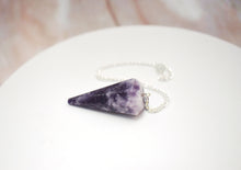 Load image into Gallery viewer, Lepidolite Crystal Stone Dowsing Pendulum Gift Wrapped