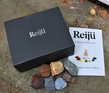 Load image into Gallery viewer, Chakra Crystal Raw Chunk Set Of Seven Inc Guide To The Chakras Gift Set