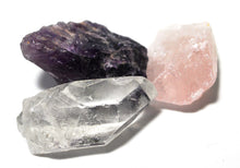 Load image into Gallery viewer, RAC Rose Quartz Amethyst & Clear Quartz Natural Crystal Chunk Set