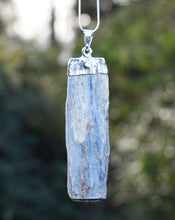 Load image into Gallery viewer, Kyanite Blue Crystal Raw Stone Electroplated Pendant Charm Inc Necklace & Gift Box