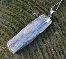 Load image into Gallery viewer, Kyanite Blue Crystal Raw Stone Electroplated Pendant Charm Inc Necklace & Gift Box