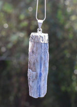 Load image into Gallery viewer, Kyanite Blue Crystal Raw Stone Electroplated Pendant Charm Inc Necklace & Gift Box