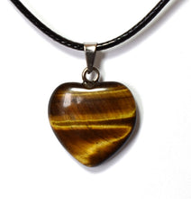 Load image into Gallery viewer, Tigers Eye Crystal Heart Pendant & 18" Cord Necklace |Reiju
