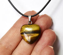 Load image into Gallery viewer, Tigers Eye Crystal Heart Pendant & 18" Cord Necklace |Reiju