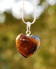 Load image into Gallery viewer, Tigers Eye Crystal Heart 925 Silver Pendant Inc 18" Silver Necklace & Gift Box