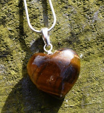 Load image into Gallery viewer, Tigers Eye Crystal Heart 925 Silver Pendant Inc 18" Silver Necklace & Gift Box