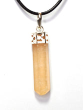 Load image into Gallery viewer, Orange Selenite Faceted Crystal Pendant & 18" Cord Necklace |Reiju
