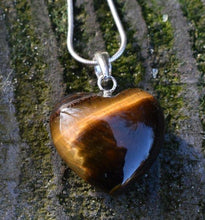 Load image into Gallery viewer, Tigers Eye Crystal Heart 925 Silver Pendant Inc 18" Silver Necklace & Gift Box