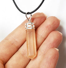 Load image into Gallery viewer, Orange Selenite Faceted Crystal Pendant & 18" Cord Necklace |Reiju