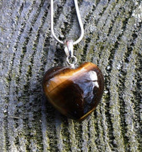 Load image into Gallery viewer, Tigers Eye Crystal Heart 925 Silver Pendant Inc 18" Silver Necklace & Gift Box