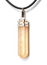 Load image into Gallery viewer, Orange Selenite Faceted Crystal Pendant & 18" Cord Necklace |Reiju