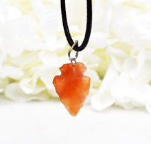 Load image into Gallery viewer, Carnelian Raw Crystal Stone Arrowhead Pendant & 18" Cord Necklace