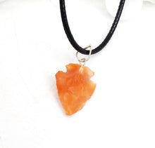 Load image into Gallery viewer, Carnelian Raw Crystal Stone Arrowhead Pendant & 18" Cord Necklace