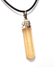 Load image into Gallery viewer, Orange Selenite Faceted Crystal Pendant & 18" Cord Necklace |Reiju
