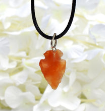 Load image into Gallery viewer, Carnelian Raw Crystal Stone Arrowhead Pendant & 18" Cord Necklace