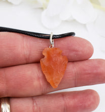 Load image into Gallery viewer, Carnelian Raw Crystal Stone Arrowhead Pendant & 18" Cord Necklace