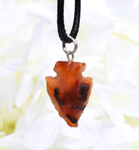 Load image into Gallery viewer, Carnelian Raw Crystal Stone Arrowhead Pendant & 18" Cord Necklace