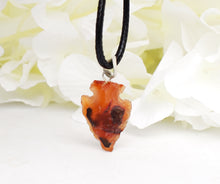Load image into Gallery viewer, Carnelian Raw Crystal Stone Arrowhead Pendant & 18" Cord Necklace