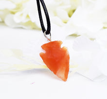 Load image into Gallery viewer, Carnelian Raw Crystal Stone Arrowhead Pendant & 18" Cord Necklace
