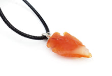 Load image into Gallery viewer, Carnelian Raw Crystal Stone Arrowhead Pendant & 18" Cord Necklace