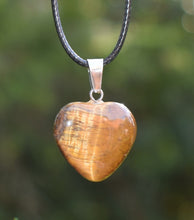 Load image into Gallery viewer, Tigers Eye Crystal Heart Pendant & 18" Cord Necklace |Reiju