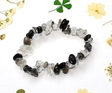 Load image into Gallery viewer, Tourmalinated Quartz Crystal Chips Bracelet