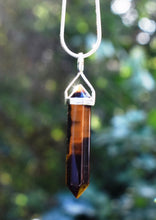 Load image into Gallery viewer, Tigers Eye Crystal 925 Silver Pendant & 18" Silver Chain Necklace