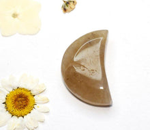 Load image into Gallery viewer, 100% Natural & Unique Brazilian Citrine Crystal Polished & Carved Small 'Quarter' Moon Inc Benefits Tag