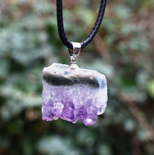 Load image into Gallery viewer, Amethyst Natural Crystal Cluster Pendant & 18" Cord Necklace |Reiju