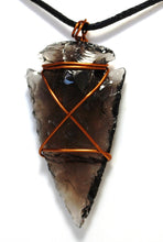 Load image into Gallery viewer, Black Obsidian Copper Wire Wrapped Crystal Arrowhead Pendant Necklace | Protection & Healing| Reiju