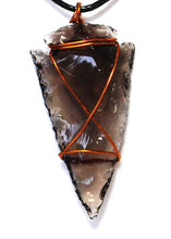 Load image into Gallery viewer, Black Obsidian Copper Wire Wrapped Crystal Arrowhead Pendant Necklace | Protection & Healing| Reiju