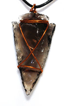 Load image into Gallery viewer, Black Obsidian Wire Wrapped Crystal Arrowhead Pendant Necklace | Protection &amp; Healing